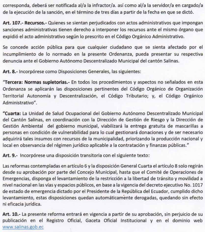 Ordenanza Municipal Ordenanza Que Reforma A La Ordenanza Que Regula El ...